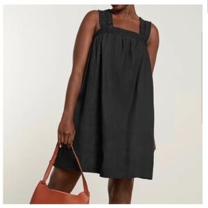 Everlane The Smocked Linen Shift Dress: Black NWT